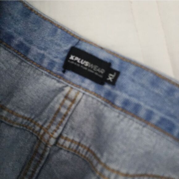 XPLUSWEAR distressed patchwork denim midi skirt - Picture 10 of 11